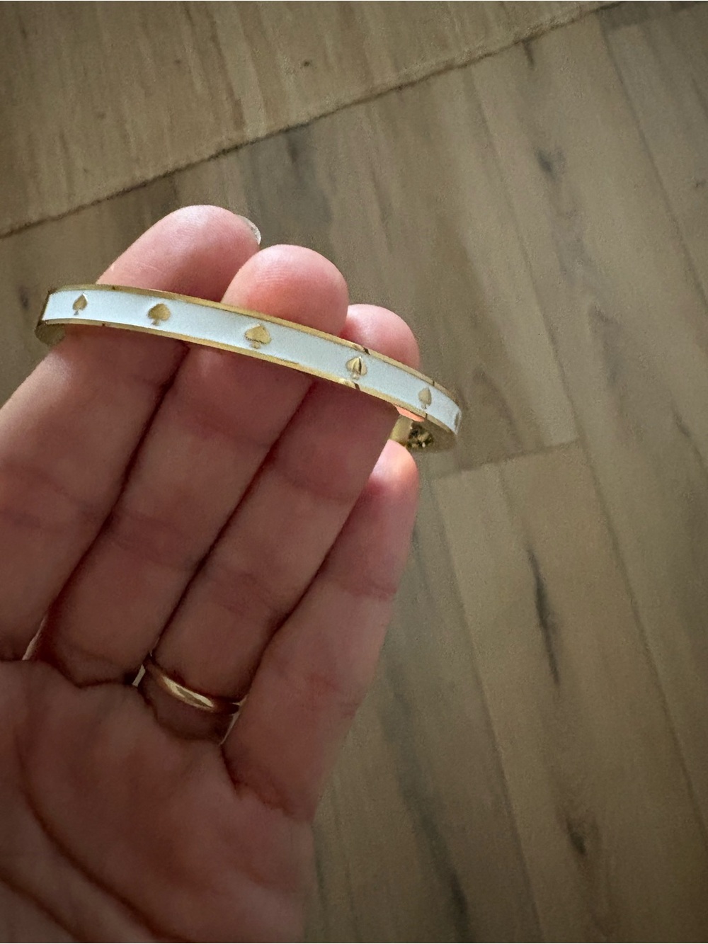 Kate Spade Gold and White Spade Enamel Hinged Bracelet - Picture 3 of 3